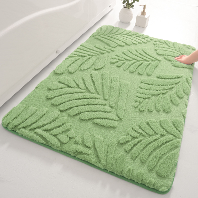 熱帯植物の凹凸デザインバスマット
