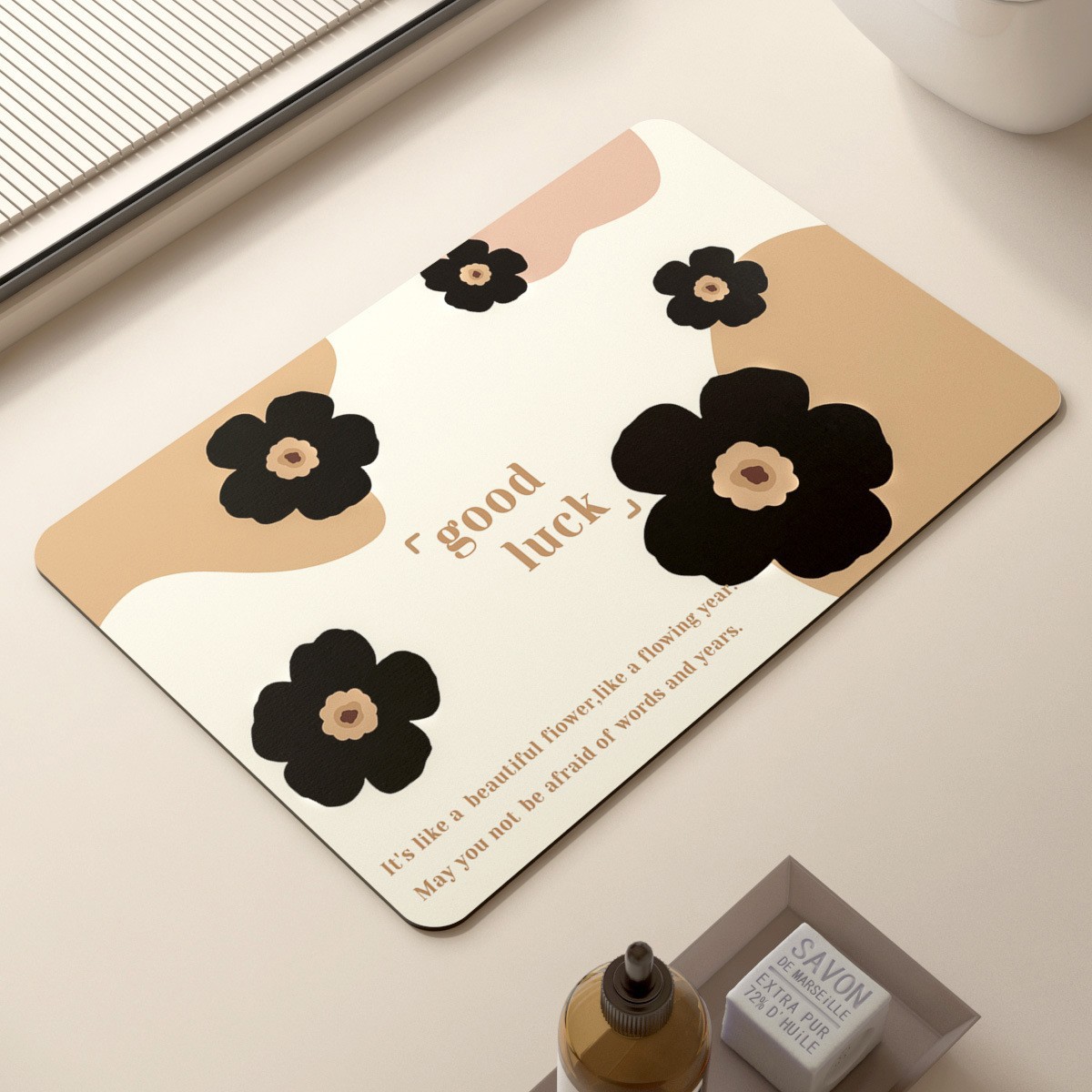 バスマット 花モチーフ珪藻土バスマット
