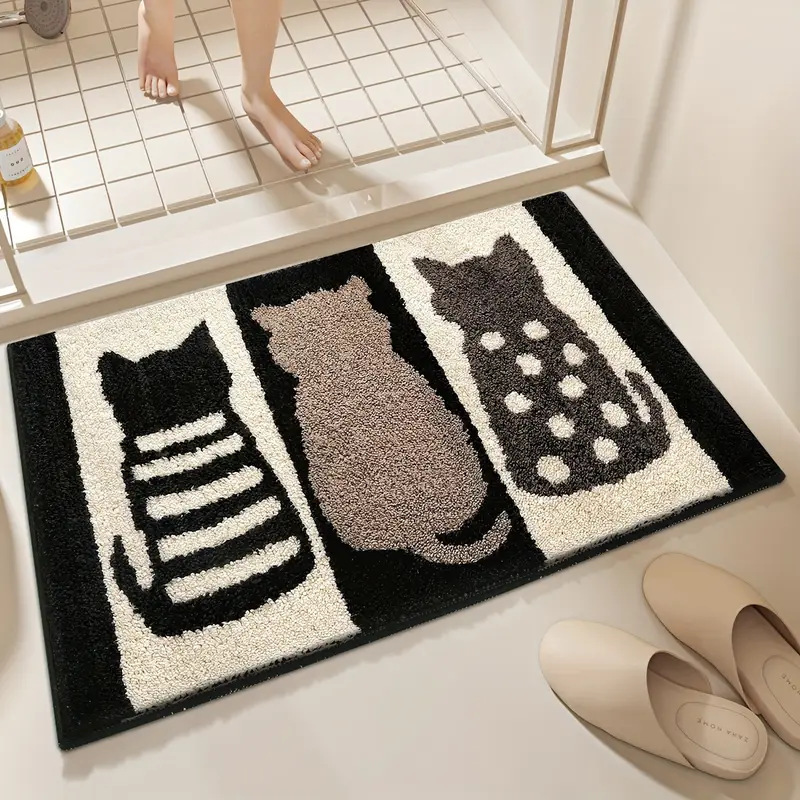 おしゃれ猫シルエット吸水バスマット