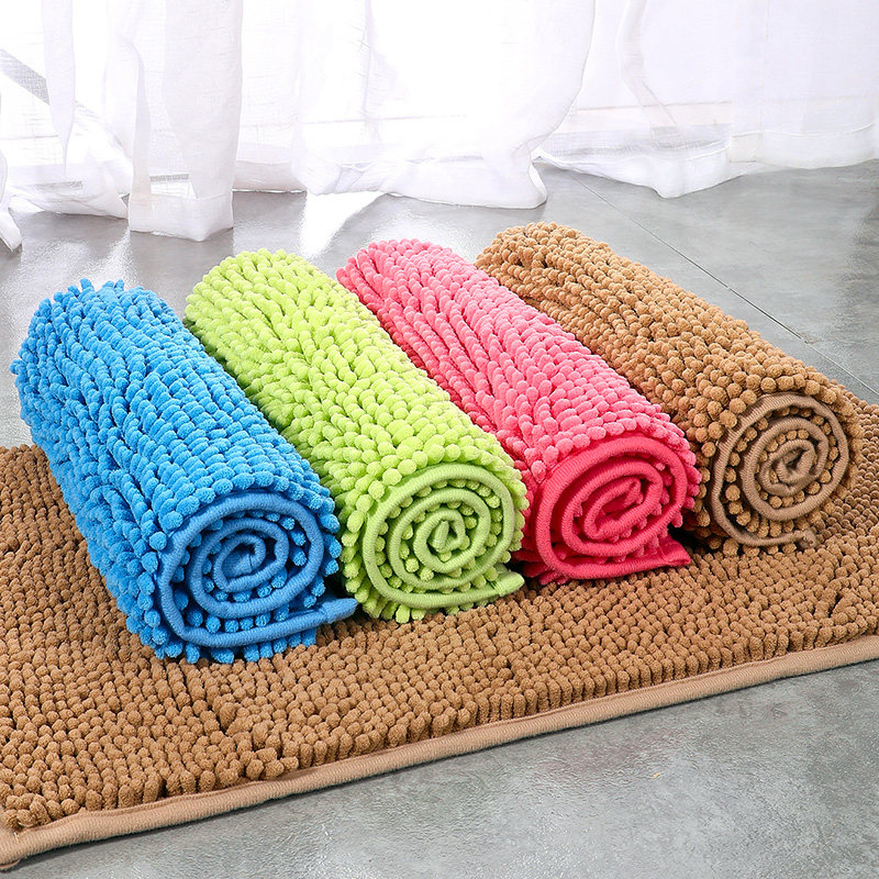 バスマット ふわふわもこもこシェニール織り吸水バスマット