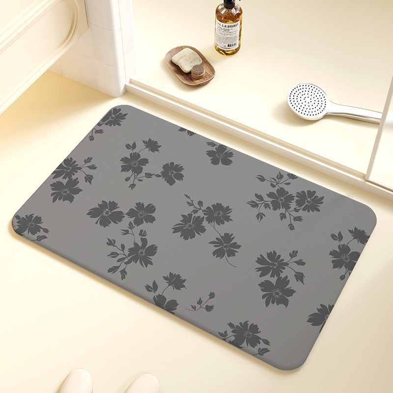 バスマット 花模様の癒し珪藻土マット