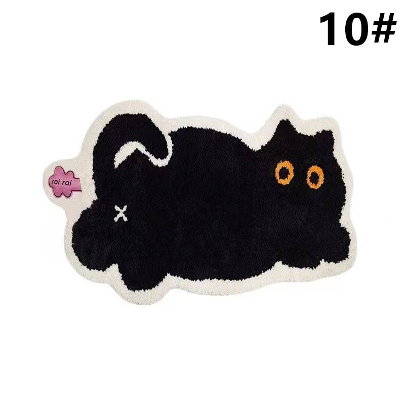 可愛い猫柄吸水バスマット滑り止め付き丸洗い対応