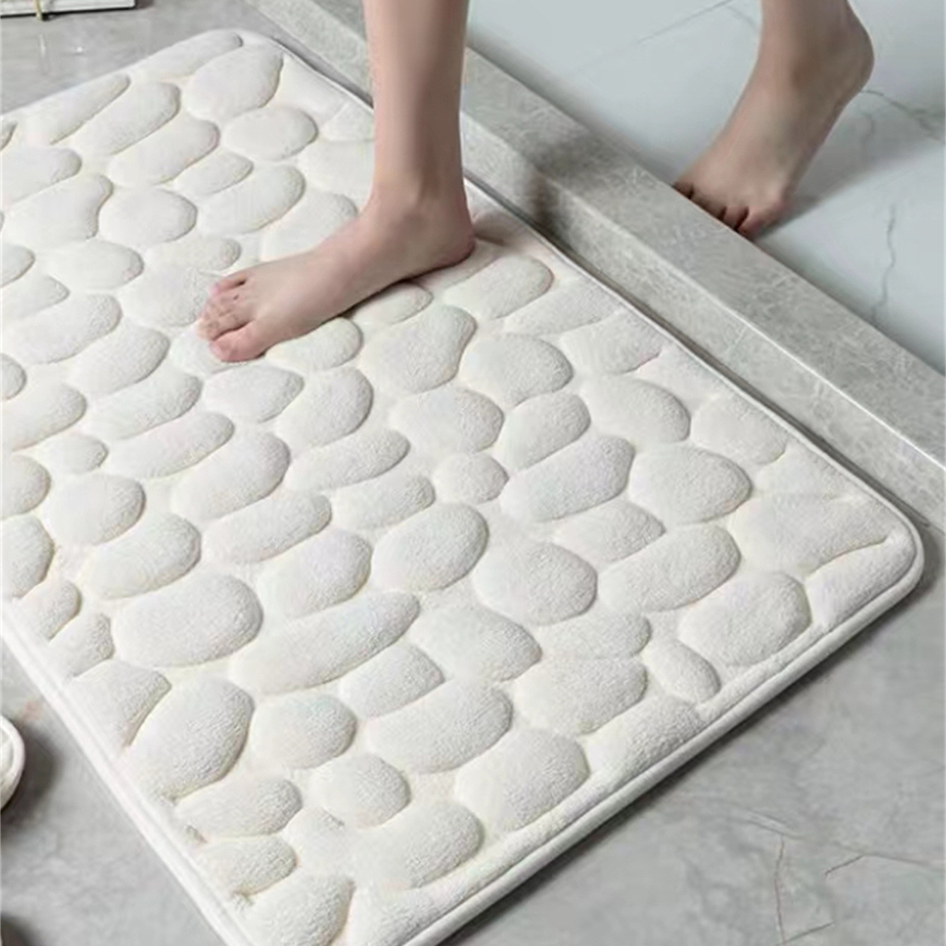 バスマット 立体石畳柄ふかふかバスマット
