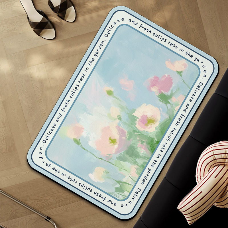 バスマット 花しずく 絵画風バスマット