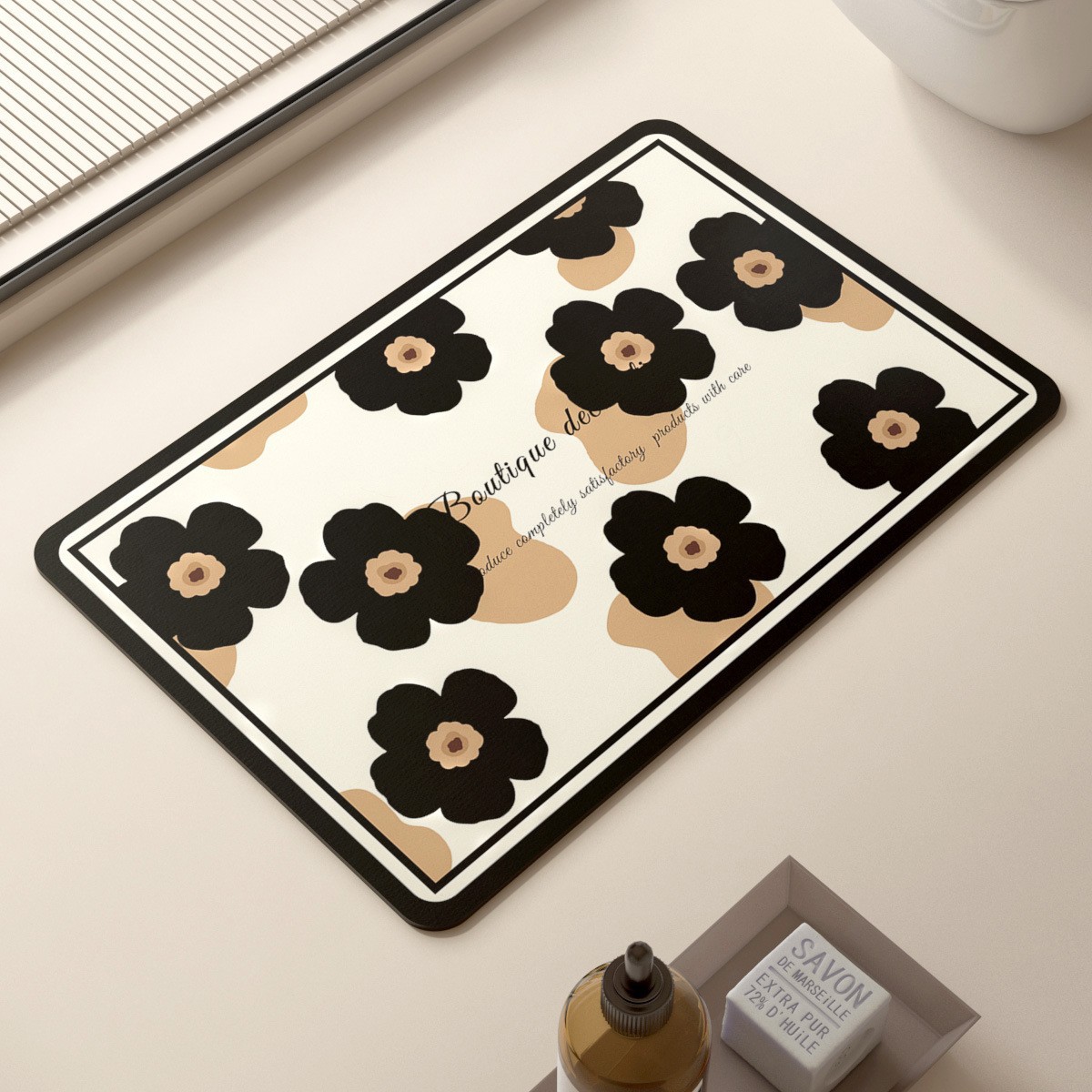 バスマット 花モチーフ珪藻土バスマット