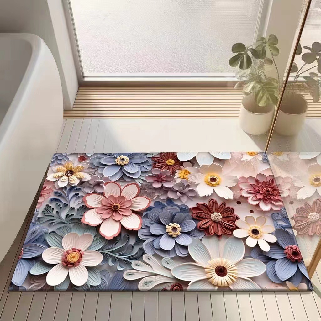 立体花びら咲き誇るアートバスマット