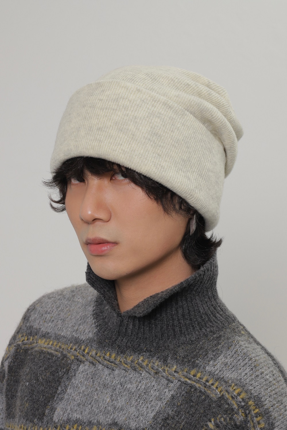ビーニー やわらか質感シンプルニット帽