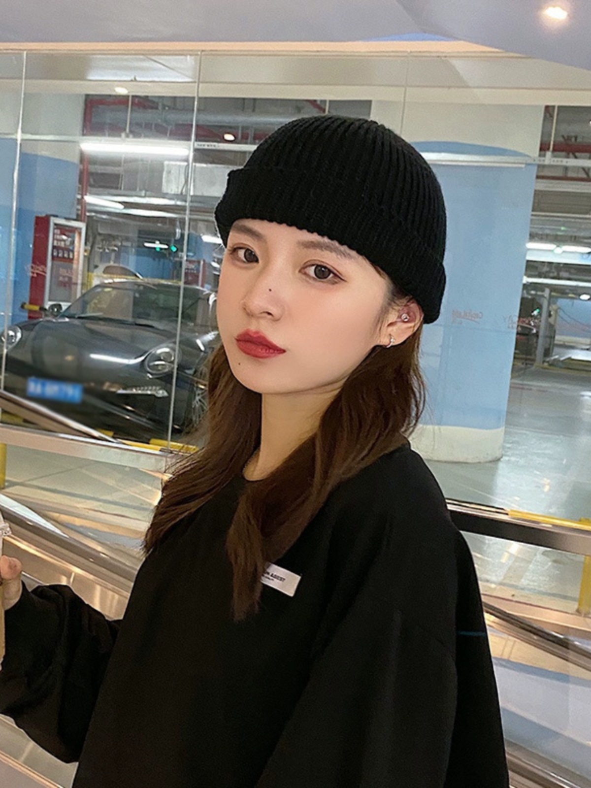 ビーニー リブ編み柔らかニット帽