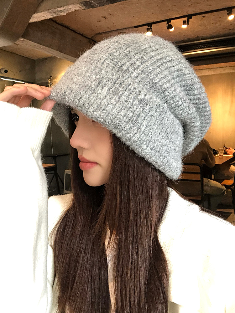 ビーニー もこもこリブ編みニット帽