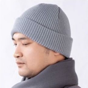 ビーニー リブ編み折り返しニット帽