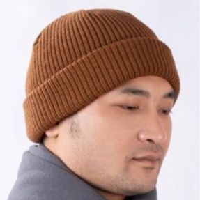 ビーニー リブ編み折り返しニット帽