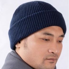 ビーニー リブ編み折り返しニット帽