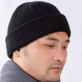 ビーニー リブ編み折り返しニット帽