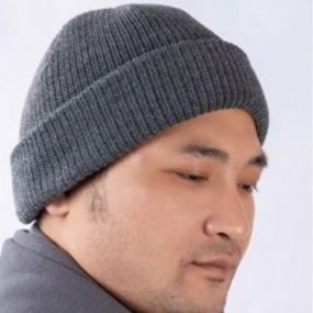 ビーニー リブ編み折り返しニット帽