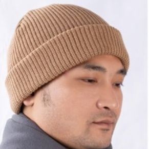 ビーニー リブ編み折り返しニット帽