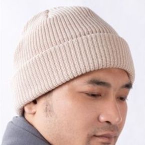 ビーニー リブ編み折り返しニット帽