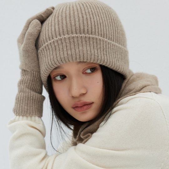 ビーニー リブ編み折り返しニット帽