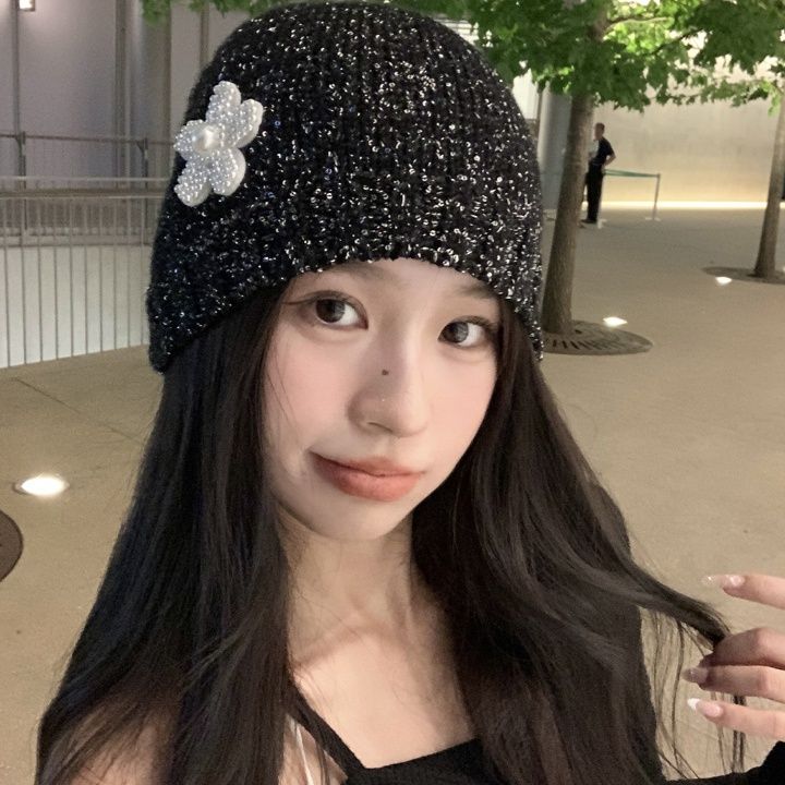 ビーニー きらめく編み込みデザインニット帽