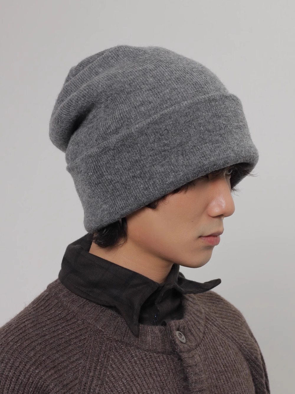 ビーニー やわらか質感シンプルニット帽