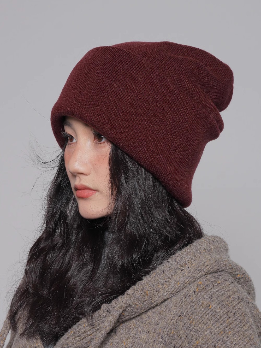 ビーニー やわらか質感シンプルニット帽