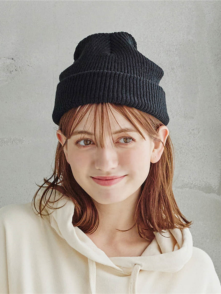 ビーニー リブ編みシンプル帽子
