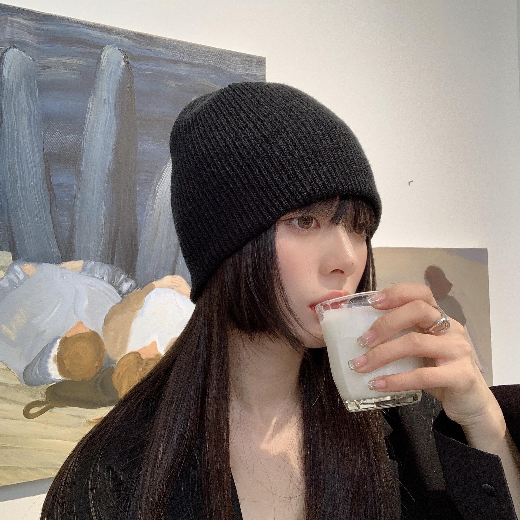 ビーニー シンプルリブ編みニット帽