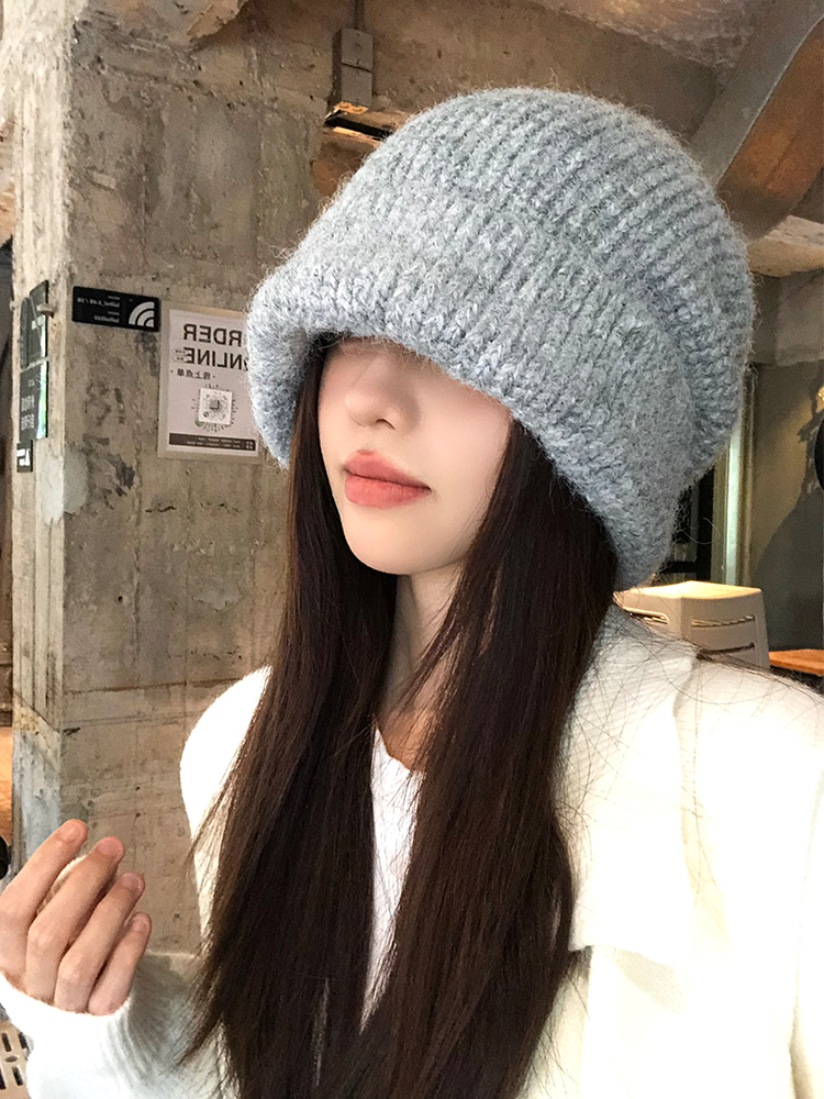 ビーニー もこもこリブ編みニット帽