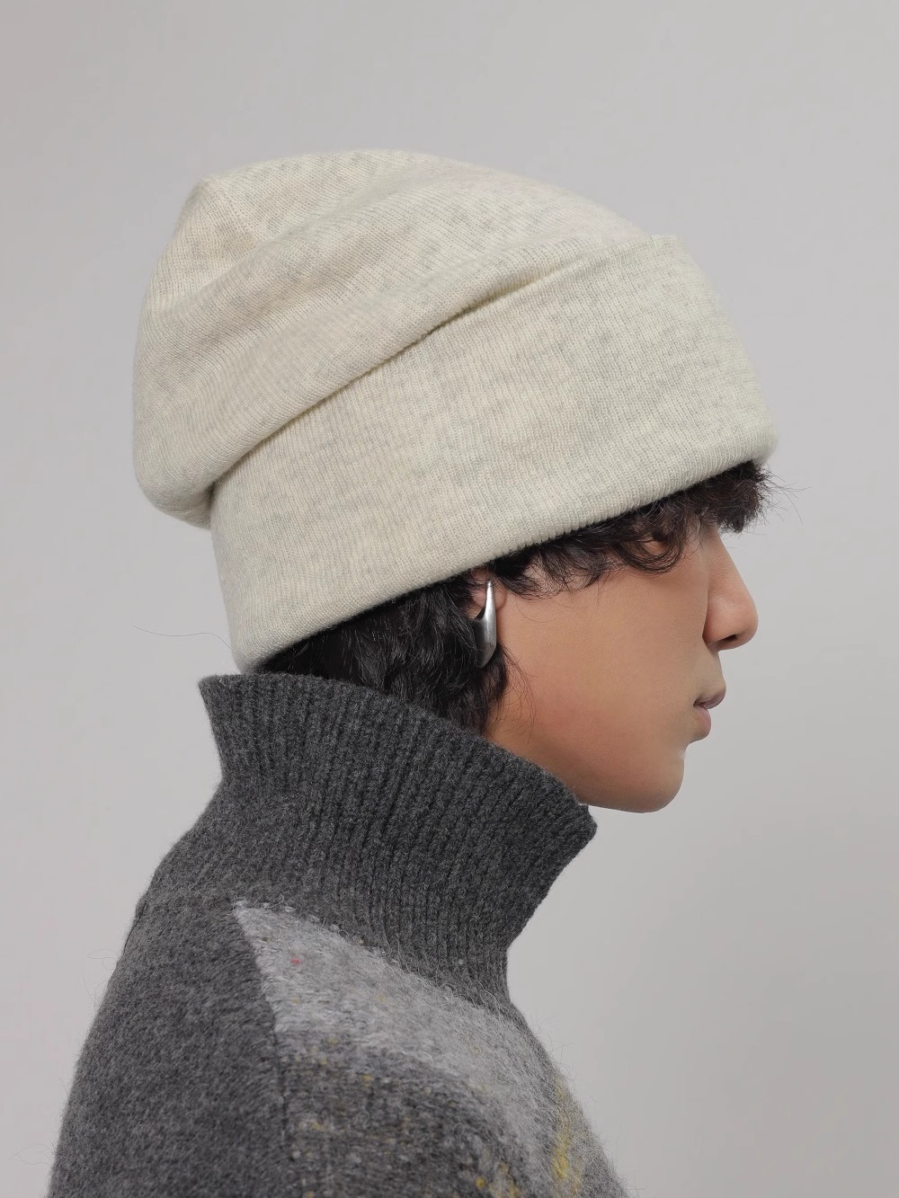 ビーニー やわらか質感シンプルニット帽