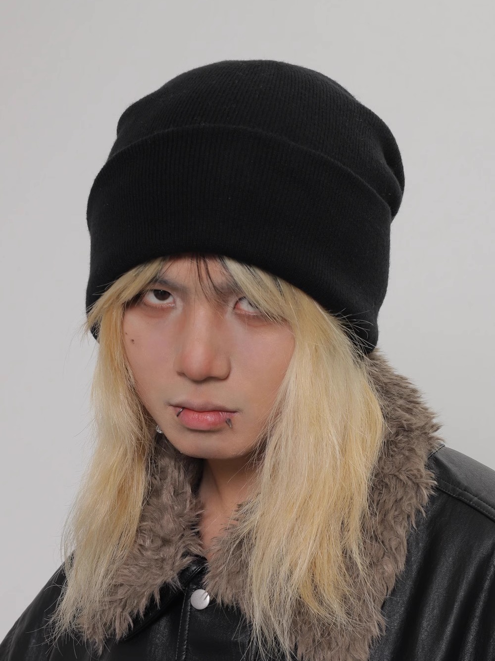 ビーニー やわらか質感シンプルニット帽