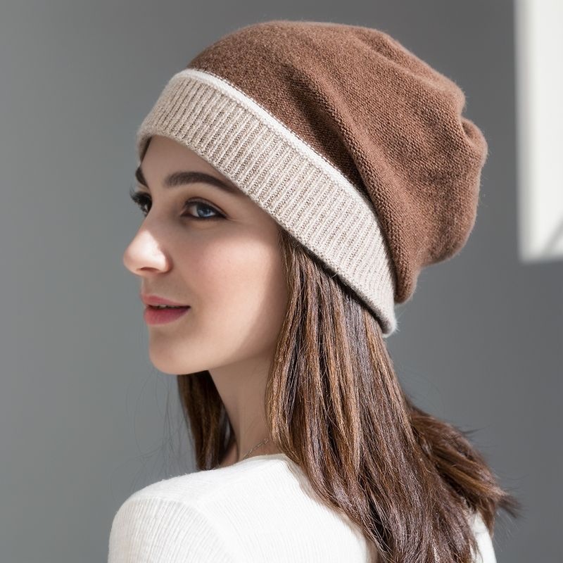 ビーニー 二重編みゆったりシルエット女性用ニット帽