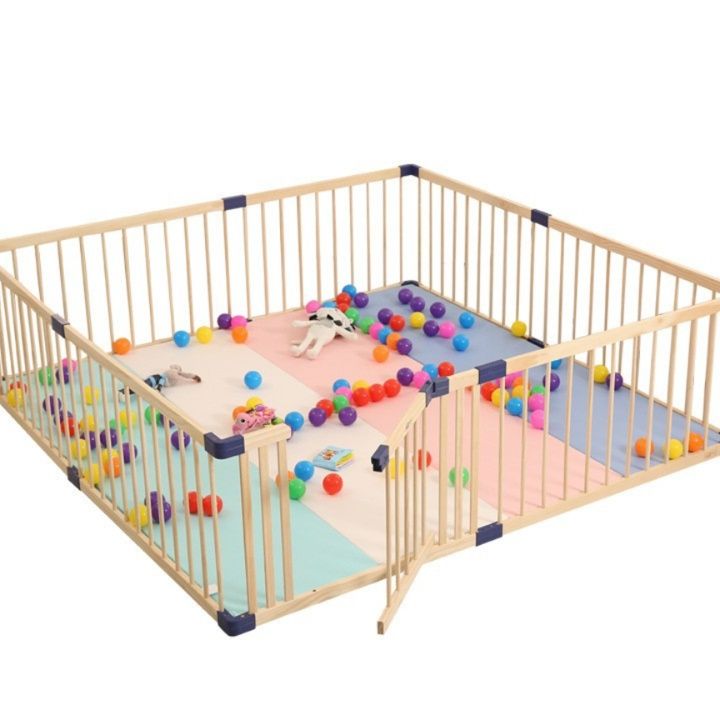 ベビーサークル 六角形組み立て式木製ベビーサークル