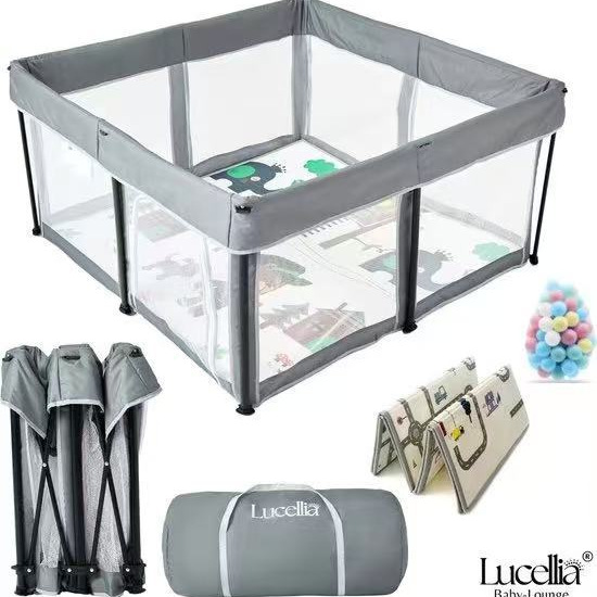 ベビーサークル 透明窓付き折りたたみ式ベビーサークル専用収納袋付き