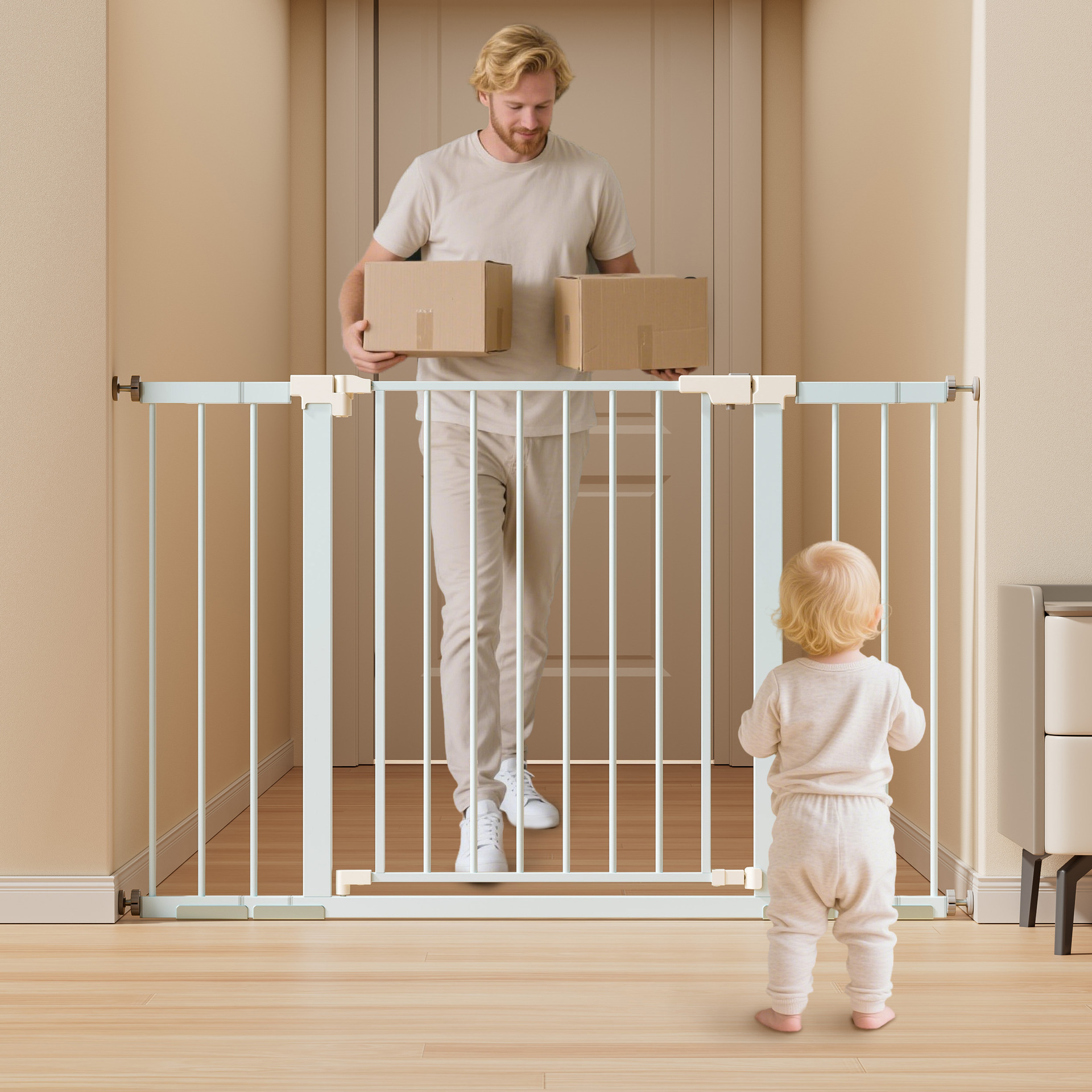 ベビーサークル 壁固定式ワイド安全柵ミニサイズ