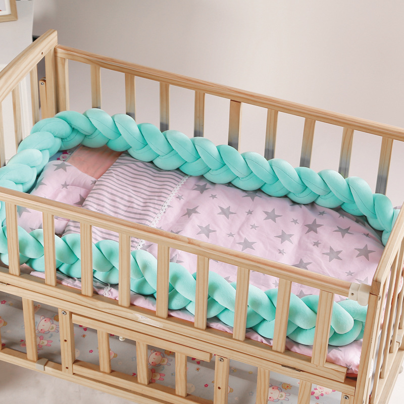 ベビーサークル 木製ベビーサークル編み込みクッション付きミニベッド