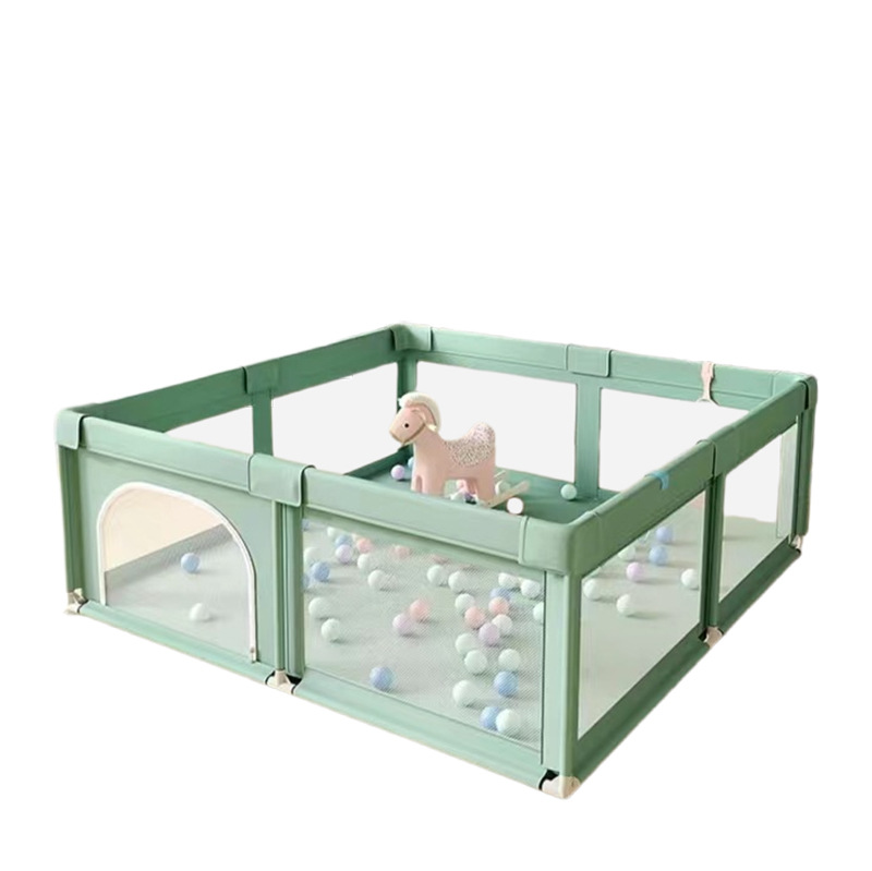 ベビーサークル 透明メッシュパネル付き広々ベビーサークル