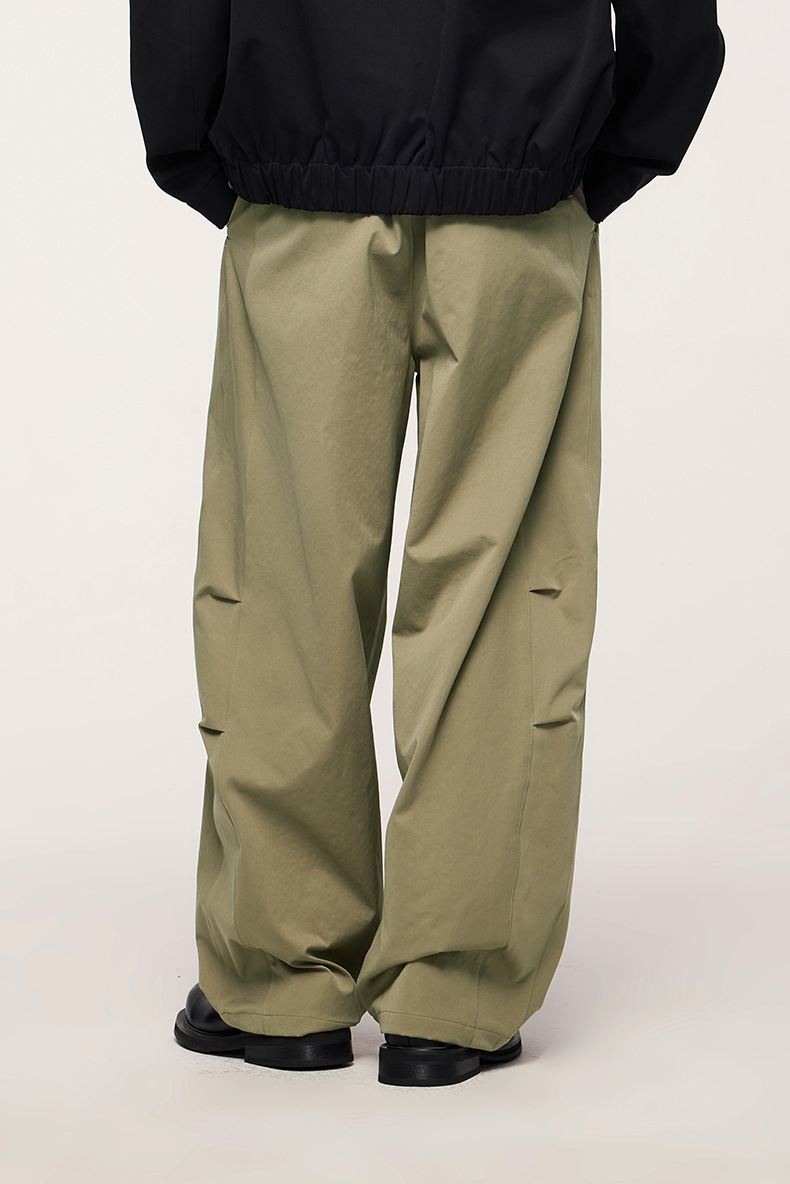 ベージュパンツ メンズ タック入り ワイドパンツ 春夏新作 ゆったり 五色展開