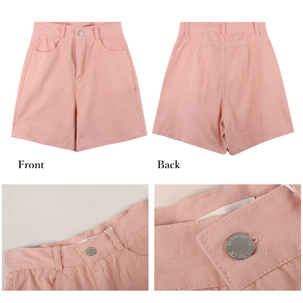 ベージュパンツ ハイウエスト カラーショートパンツ ベージュ