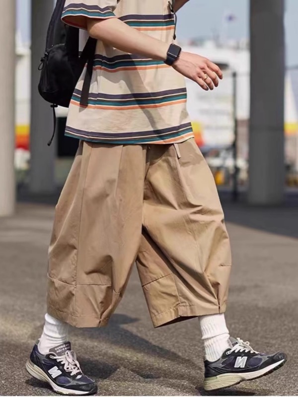 ベージュパンツ ベージュ七分丈ワークパンツ メンズ