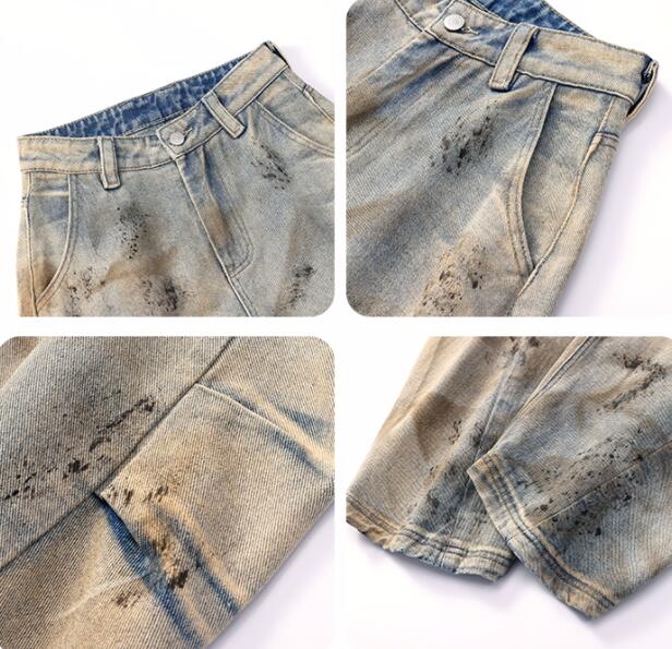 ベージュパンツ 絞り染めベージュワイドカーゴパンツ