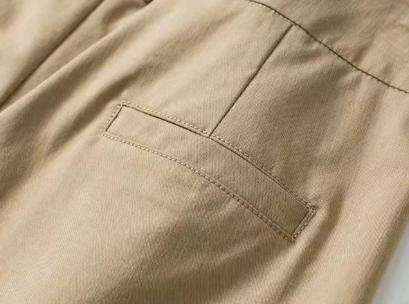 ベージュパンツ ワイドシルエット七分丈チノパン