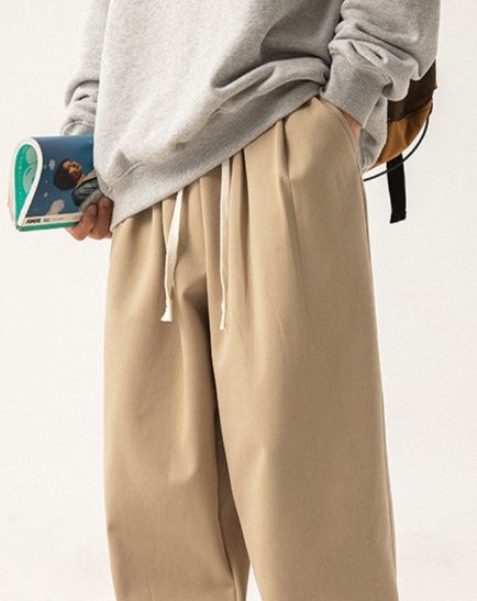 ベージュパンツ 裏起毛あったかワイドパンツ