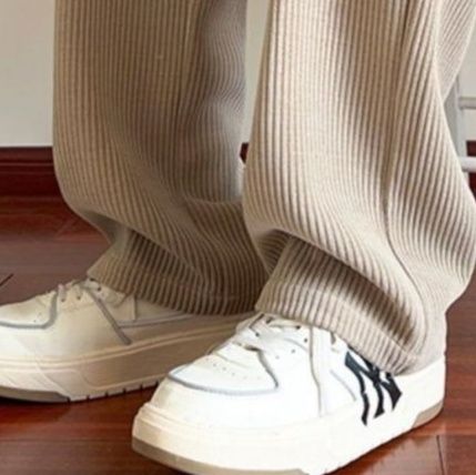 ベージュパンツ リブ編みコーデュロイパンツ