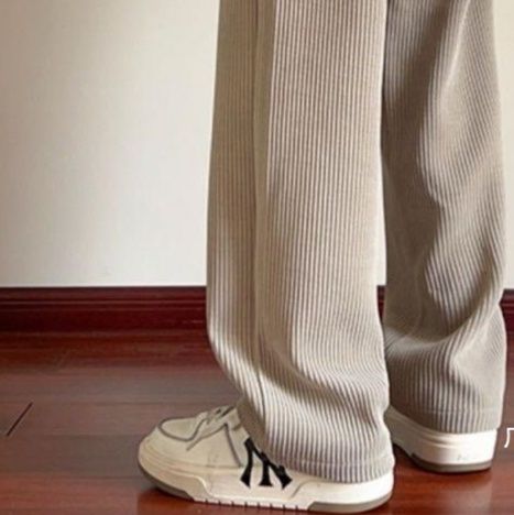 ベージュパンツ リブ編みコーデュロイパンツ