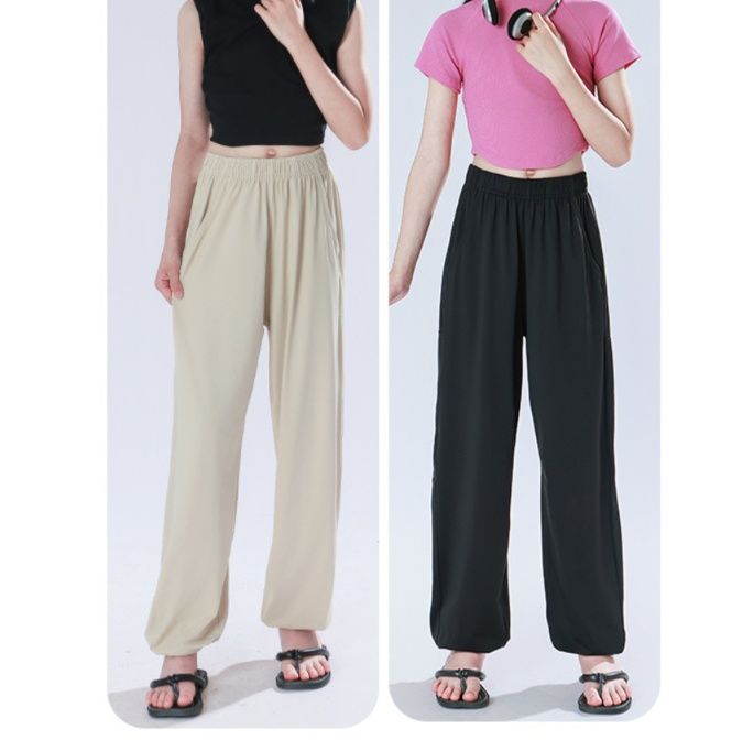 ベージュパンツ 冷感ゆったりリラックスパンツ
