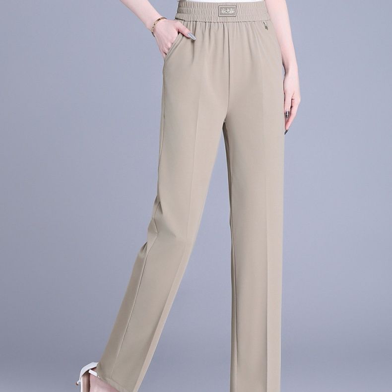 ベージュパンツ シルエット美人ストレートスラックス