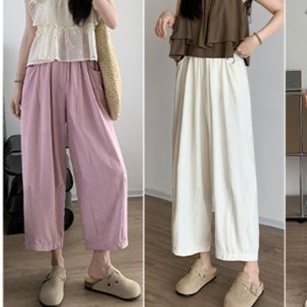 ベージュパンツ ベージュパンツ なめらかシルエットワイドパンツ