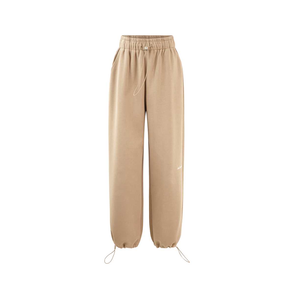 ベージュパンツ ゆったりドロスト裾絞りパンツ
