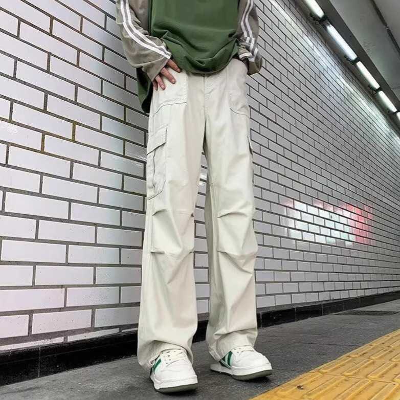ベージュパンツ ベージュパンツ 実用的な多機能ポケットパンツ