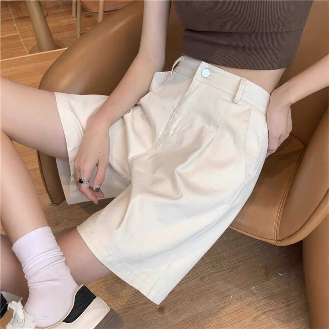 ベージュパンツ ベージュパンツ 上品シルエットハーフパンツ