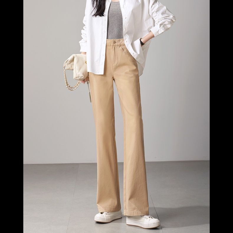 ベージュパンツ 大人カジュアル ストレートシルエット ロングパンツ